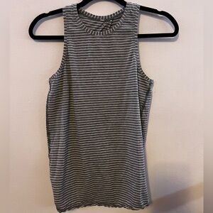 Lululemon Athletica Gray Striped Tank Top with an Opened Back